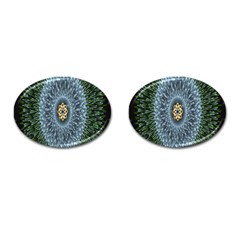 Hipnotic Star Space White Green Cufflinks (oval)