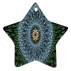 Hipnotic Star Space White Green Star Ornament (two Sides)