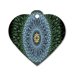 Hipnotic Star Space White Green Dog Tag Heart (Two Sides)