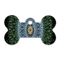 Hipnotic Star Space White Green Dog Tag Bone (One Side)