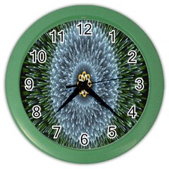 Hipnotic Star Space White Green Color Wall Clocks by Mariart