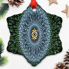 Hipnotic Star Space White Green Ornament (snowflake) by Mariart