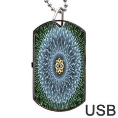 Hipnotic Star Space White Green Dog Tag Usb Flash (two Sides) by Mariart