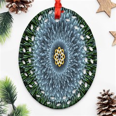 Hipnotic Star Space White Green Ornament (oval Filigree) by Mariart