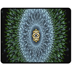 Hipnotic Star Space White Green Double Sided Fleece Blanket (medium)  by Mariart