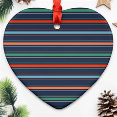 Horizontal Line Blue Green Ornament (heart) by Mariart