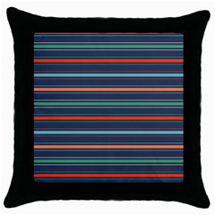 Horizontal Line Blue Green Throw Pillow Case (black) by Mariart