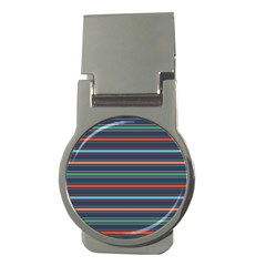 Horizontal Line Blue Green Money Clips (round) 