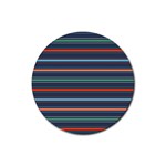 Horizontal Line Blue Green Rubber Coaster (Round)  Front