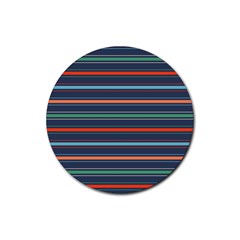 Horizontal Line Blue Green Rubber Round Coaster (4 Pack)  by Mariart