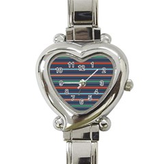 Horizontal Line Blue Green Heart Italian Charm Watch by Mariart