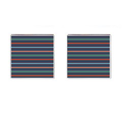 Horizontal Line Blue Green Cufflinks (square)