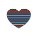 Horizontal Line Blue Green Rubber Coaster (Heart)  Front