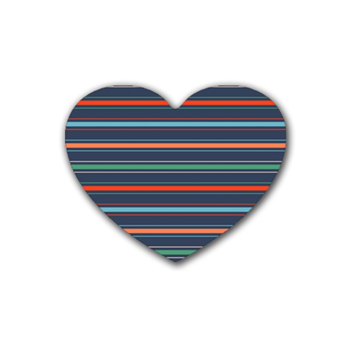 Horizontal Line Blue Green Rubber Coaster (Heart) 