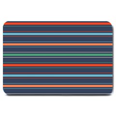 Horizontal Line Blue Green Large Doormat 