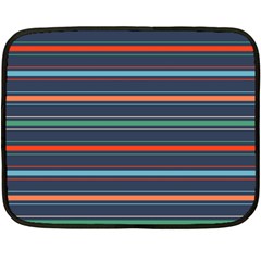 Horizontal Line Blue Green Double Sided Fleece Blanket (mini)  by Mariart