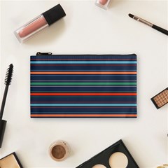 Horizontal Line Blue Green Cosmetic Bag (small) 