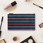 Horizontal Line Blue Green Cosmetic Bag (Small)  Front