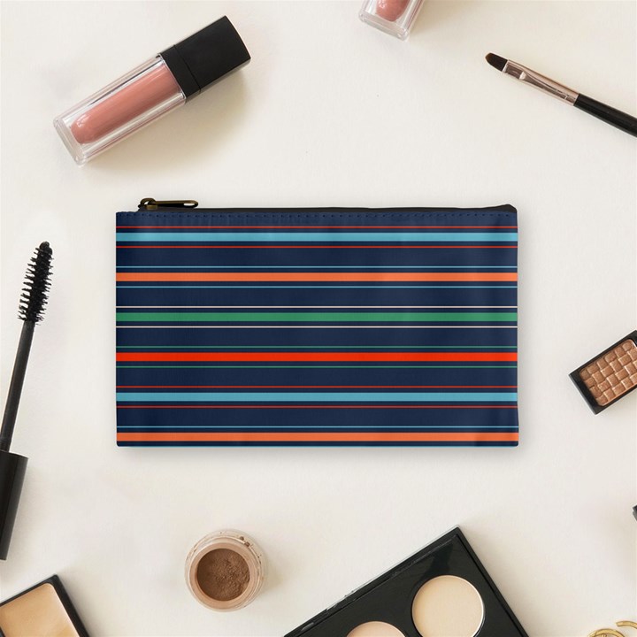 Horizontal Line Blue Green Cosmetic Bag (Small) 