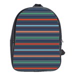 Horizontal Line Blue Green School Bag (Large) Front