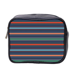 Horizontal Line Blue Green Mini Toiletries Bag 2-side