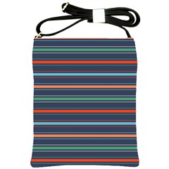 Horizontal Line Blue Green Shoulder Sling Bags