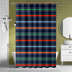 Horizontal Line Blue Green Shower Curtain 48  X 72  (small)  by Mariart