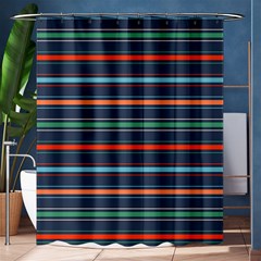 Horizontal Line Blue Green Shower Curtain 60  X 72  (medium)  by Mariart