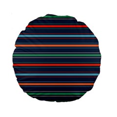 Horizontal Line Blue Green Standard 15  Premium Round Cushions