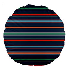 Horizontal Line Blue Green Large 18  Premium Round Cushions