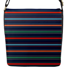 Horizontal Line Blue Green Flap Messenger Bag (s)