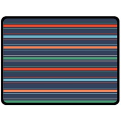 Horizontal Line Blue Green Double Sided Fleece Blanket (large) 