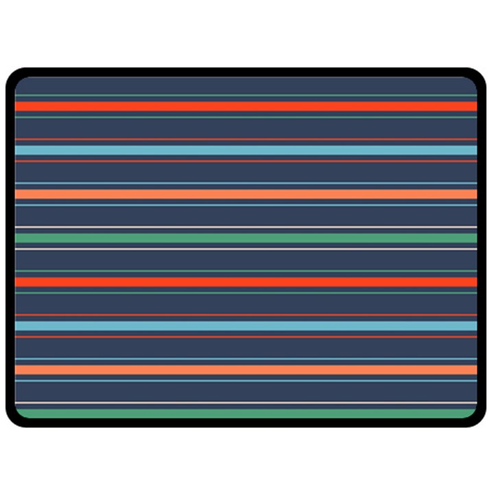 Horizontal Line Blue Green Double Sided Fleece Blanket (Large) 