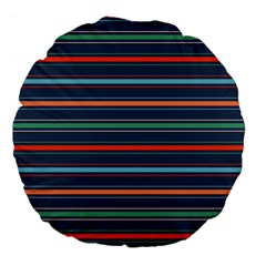 Horizontal Line Blue Green Large 18  Premium Flano Round Cushions