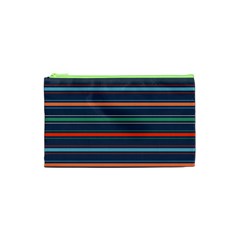 Horizontal Line Blue Green Cosmetic Bag (xs)