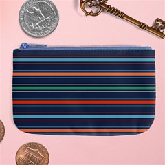 Horizontal Line Blue Green Large Coin Purse