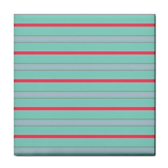 Horizontal Line Blue Red Tile Coasters