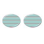 Horizontal Line Blue Red Cufflinks (Oval) Front(Pair)