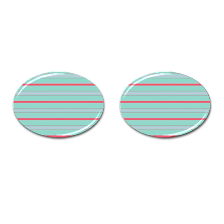 Horizontal Line Blue Red Cufflinks (Oval)