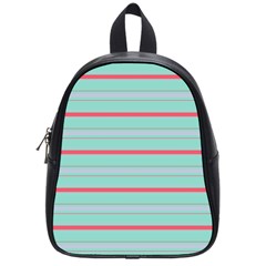 Horizontal Line Blue Red School Bag (Small)