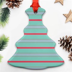 Horizontal Line Blue Red Ornament (christmas Tree)  by Mariart