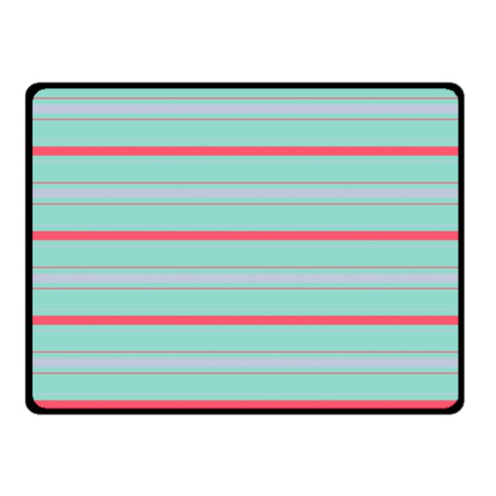 Horizontal Line Blue Red Double Sided Fleece Blanket (Small) 