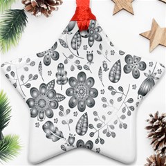 Grayscale Floral Heart Background Ornament (star)