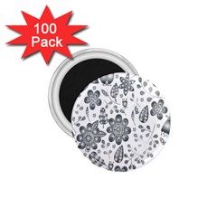 Grayscale Floral Heart Background 1 75  Magnets (100 Pack) 