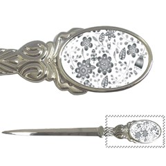 Grayscale Floral Heart Background Letter Openers