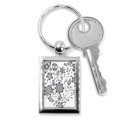 Grayscale Floral Heart Background Key Chains (rectangle) 