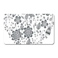 Grayscale Floral Heart Background Magnet (rectangular) by Mariart