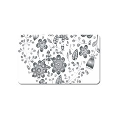 Grayscale Floral Heart Background Magnet (name Card) by Mariart