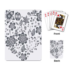 Grayscale Floral Heart Background Playing Card by Mariart