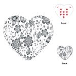 Grayscale Floral Heart Background Playing Cards (Heart)  Front